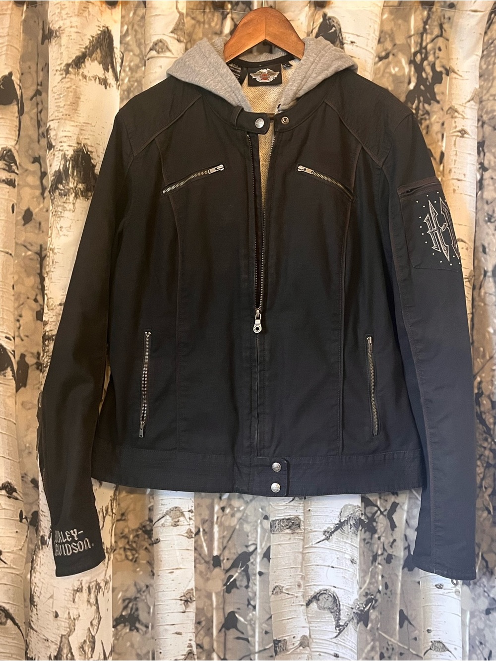 Harley-Davidson Women's Black Hooded Motorcycle Jacket (Large)